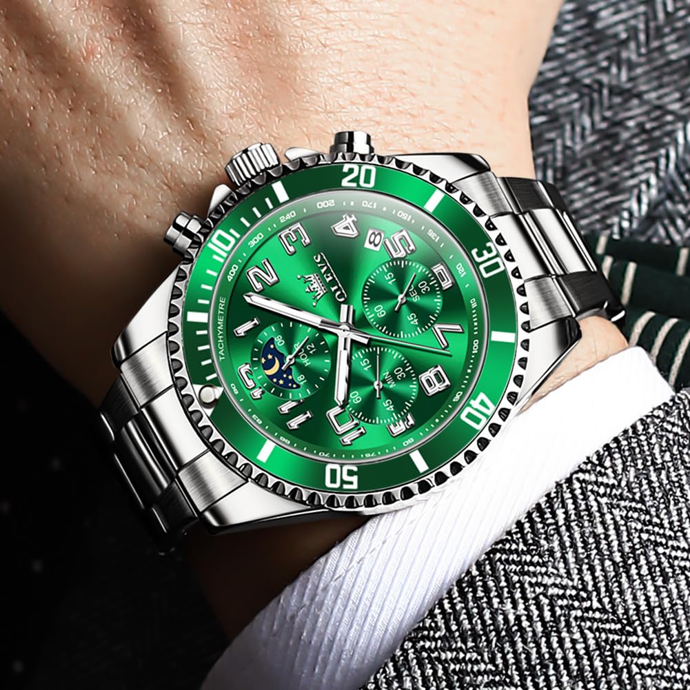 Men Luxury Chronograph Stainless Steel Waterproof Quartz Analog Watch X951