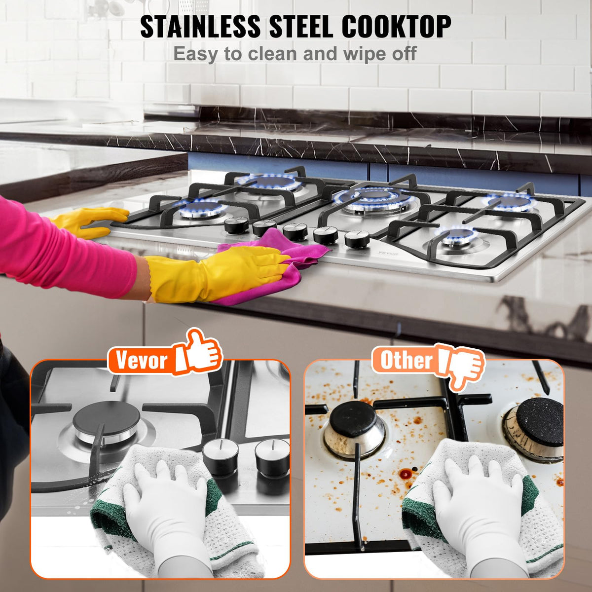 30-inch 5 Burners Stainless Steel Gas Cooktop Z2439