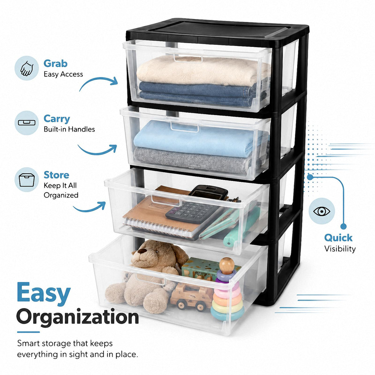 4 Drawer Plastic Storage Tower Organizer M783