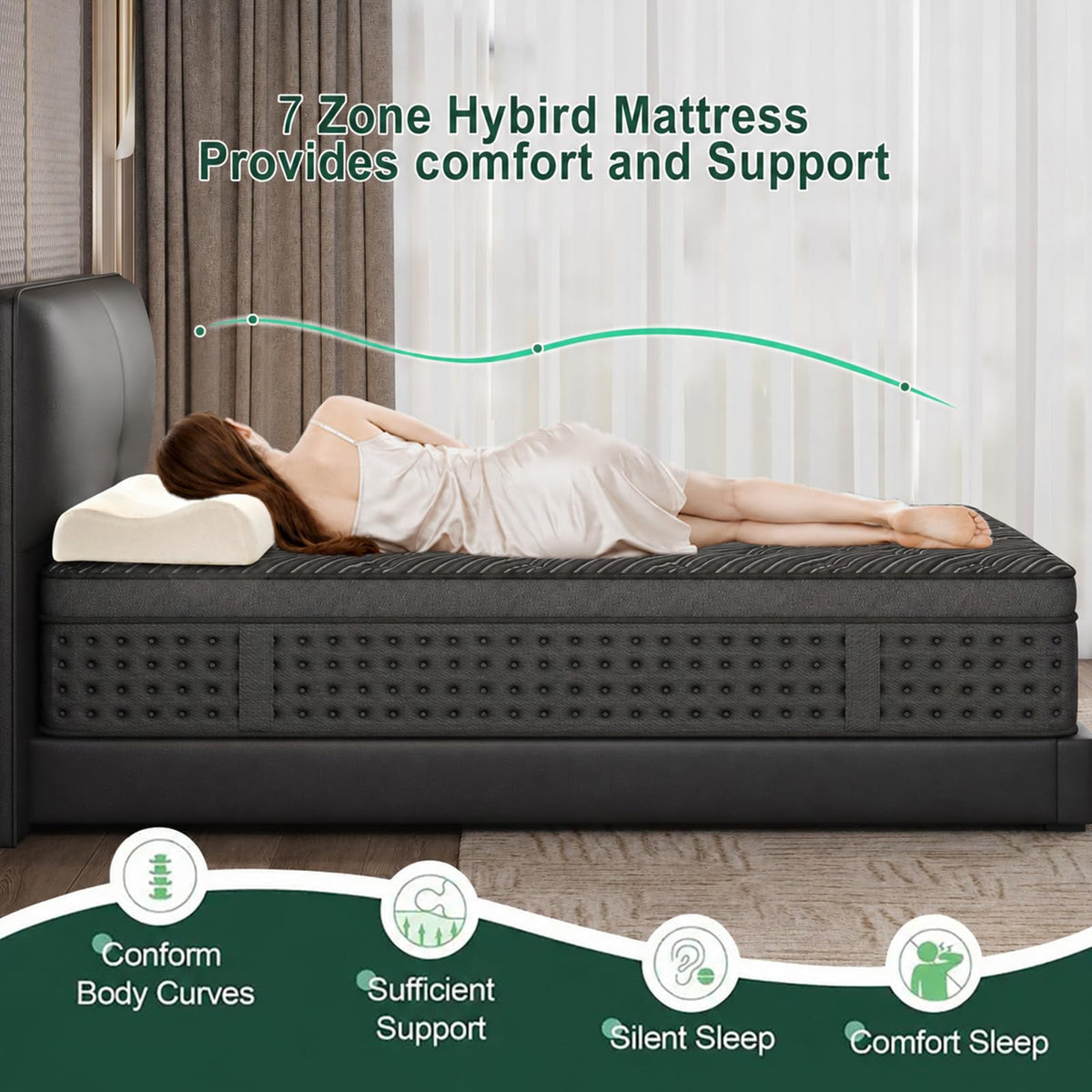 14 Inch Medium Firm Full Pocket Spring Hybrid Mattress O1947