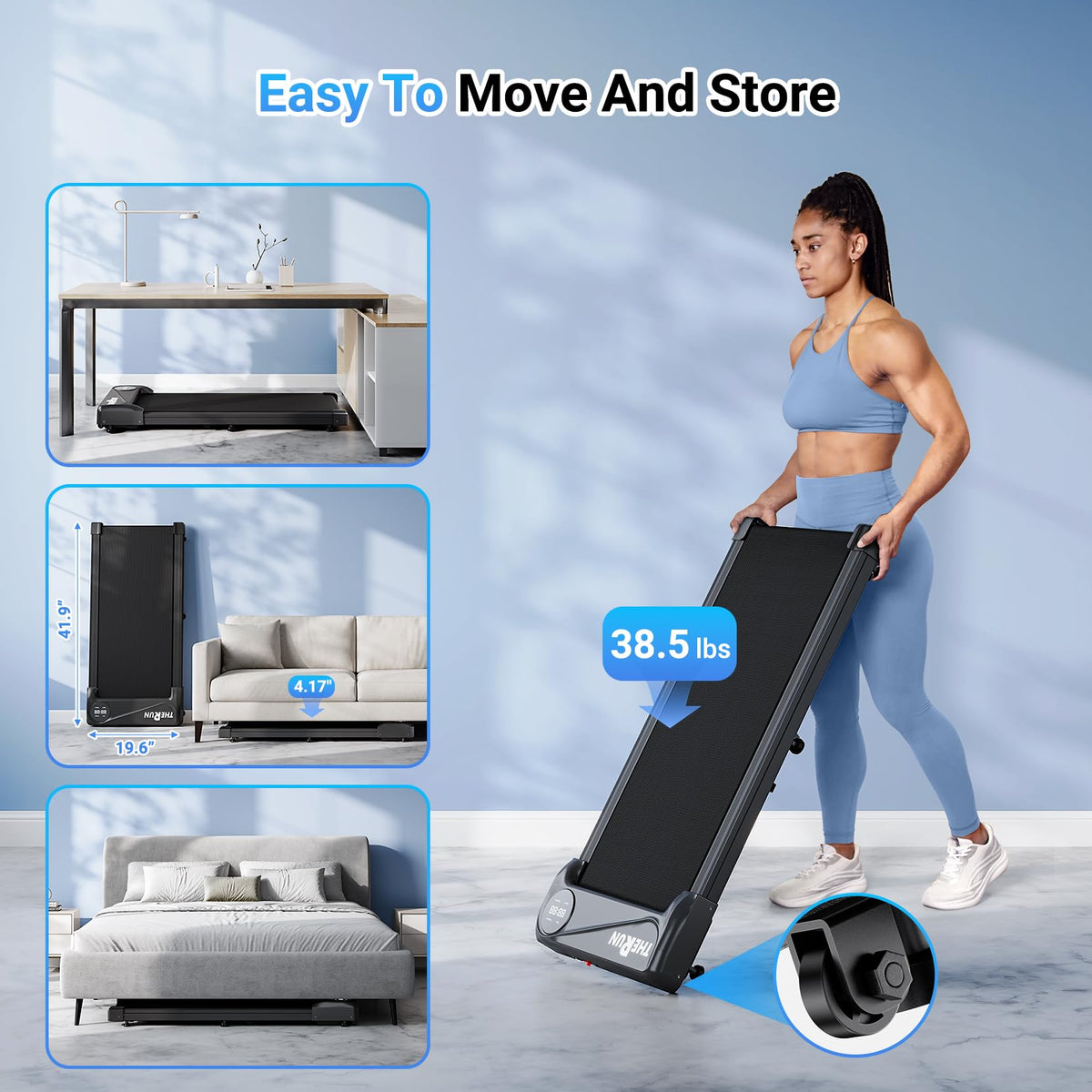 Portable Under Desk Walking Treadmill 265 lbs Capacity H363059