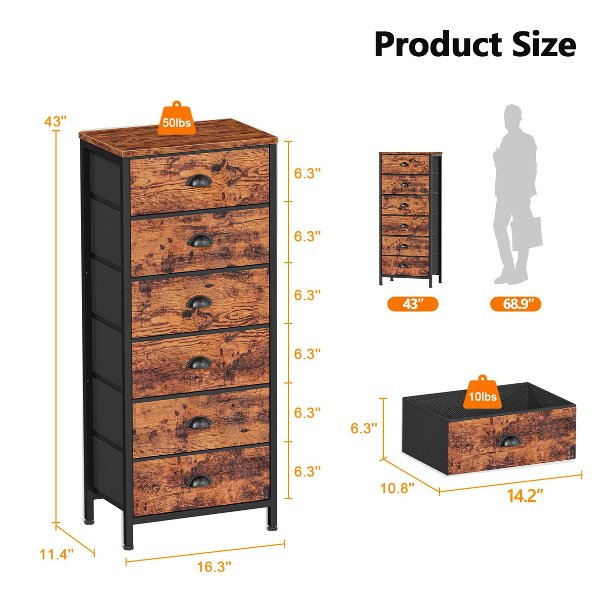 5 Drawer Dresser S609