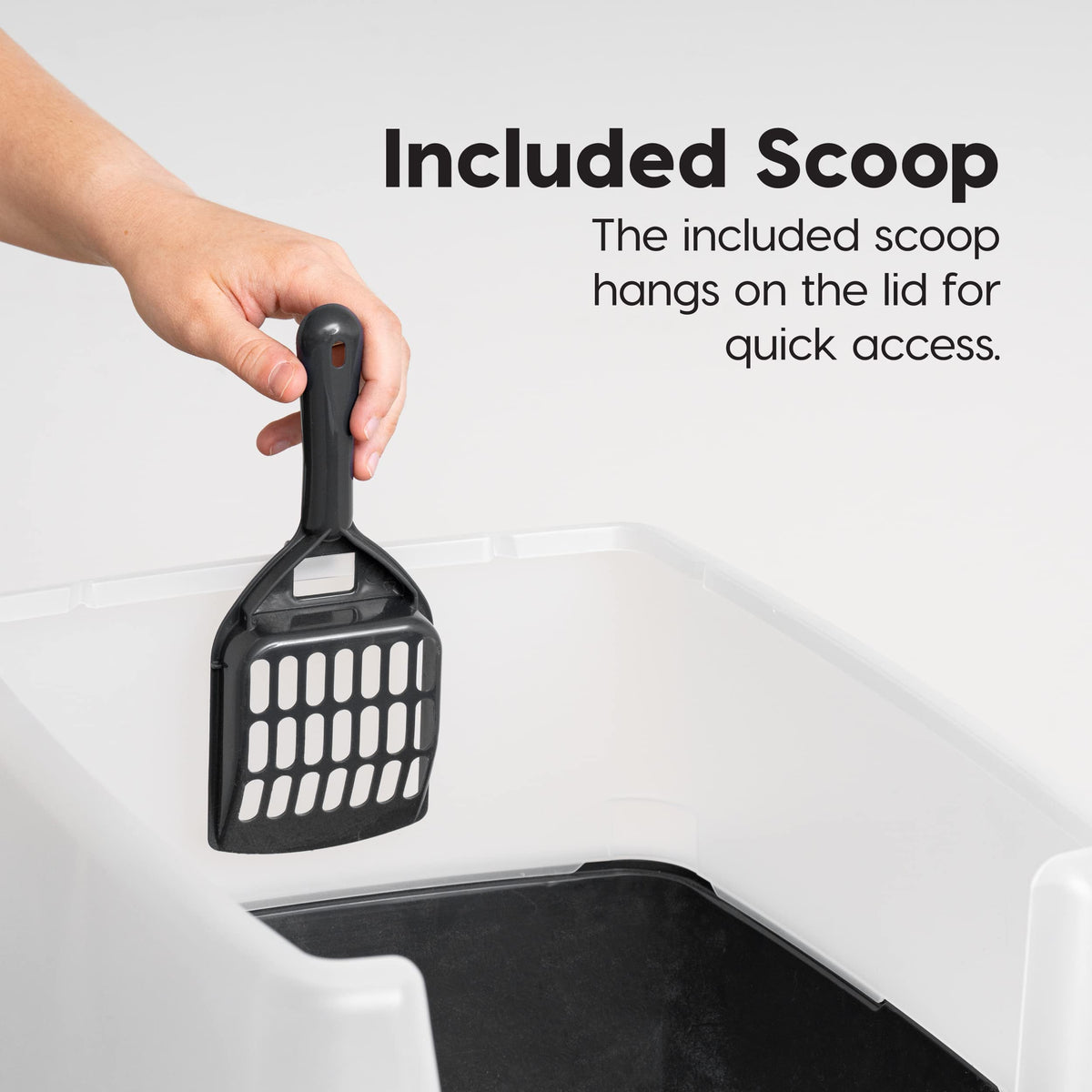 High Sided Cat Litter Box with Scatter Shield, Black P8306