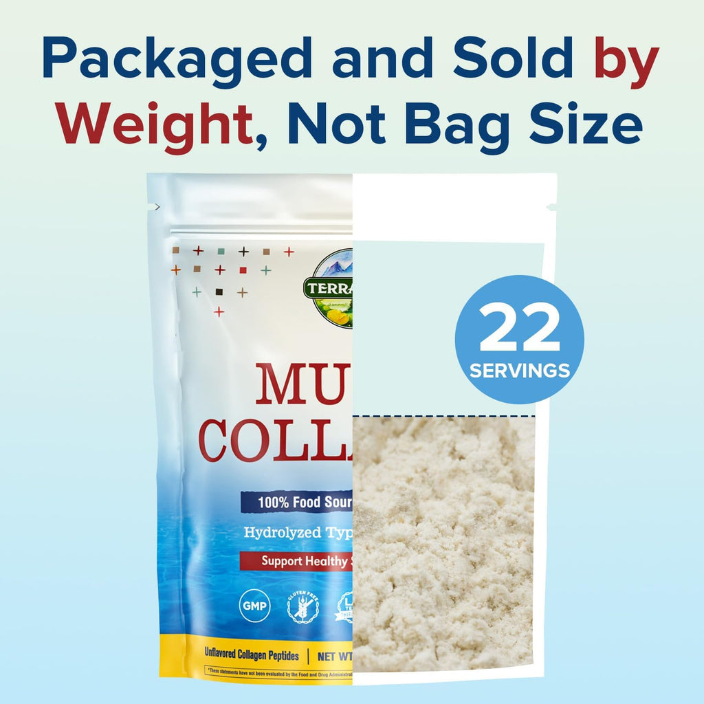 Multi Collagen Peptides Powder, 20g Per Serving, Hydrolyzed Type I II III V X, Unflavored V955314