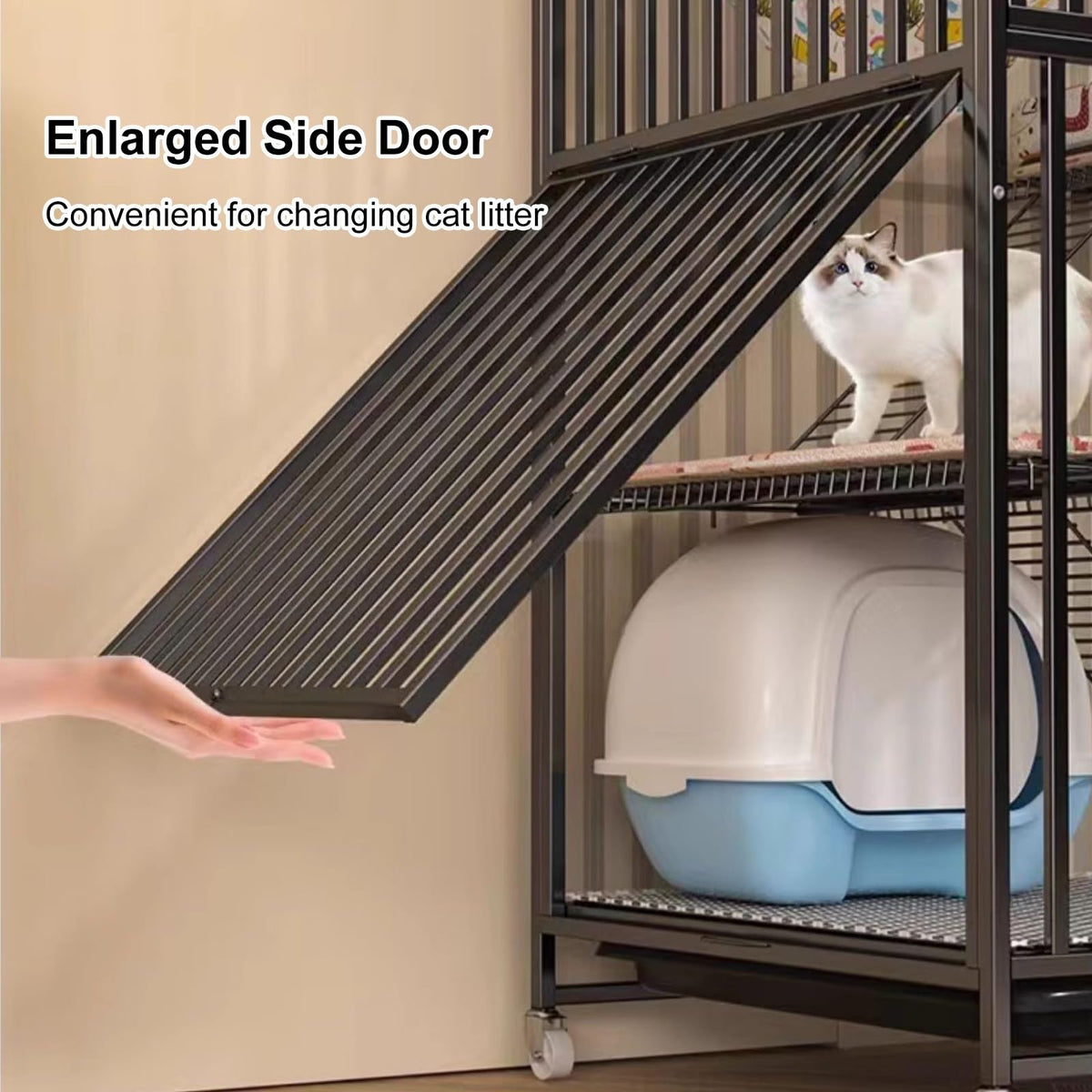 4 Tier Cat Cage with Litter Box and Wheel D3022