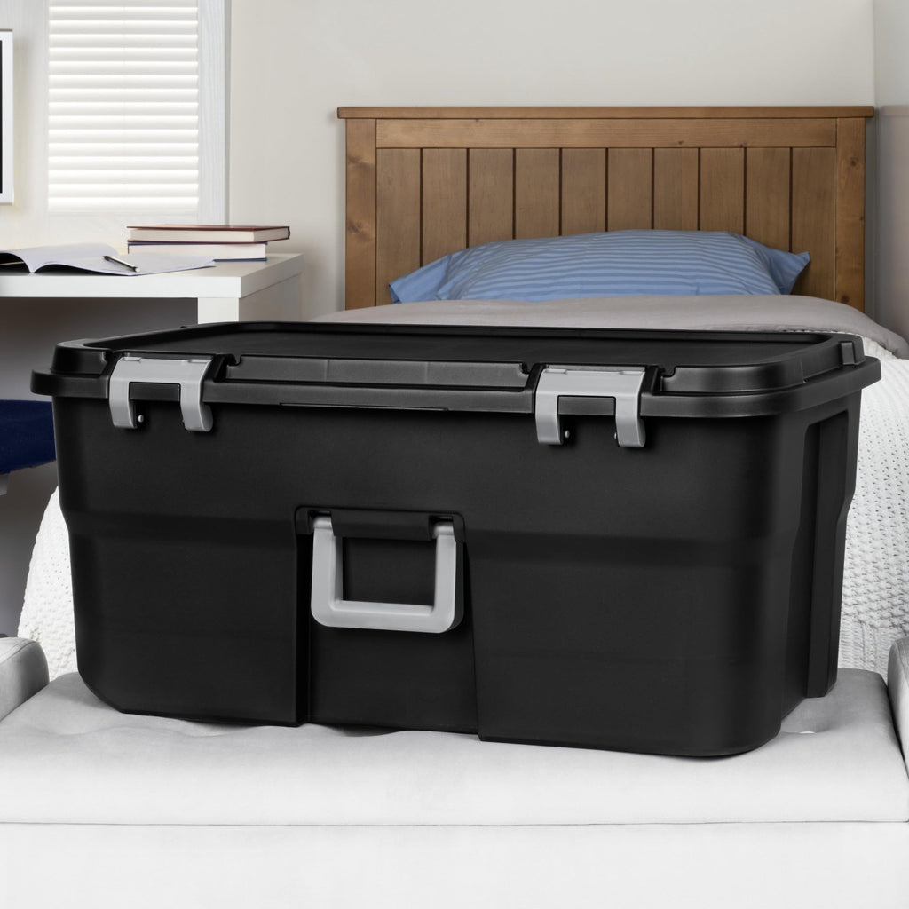 Black 22Gal Wheeled Lockable Storage Footlocker K658664