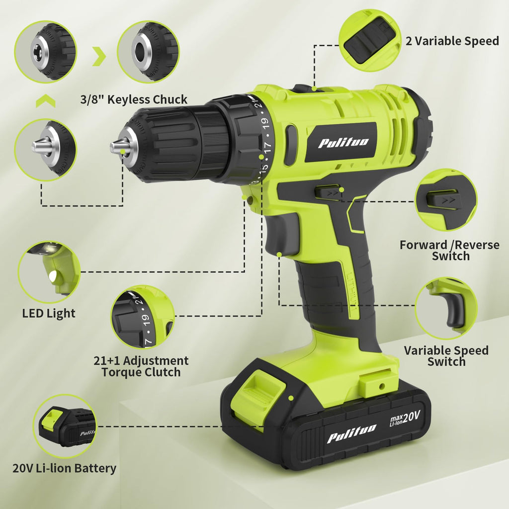 20V Cordless Drill Driver with 2 Batteries H91755