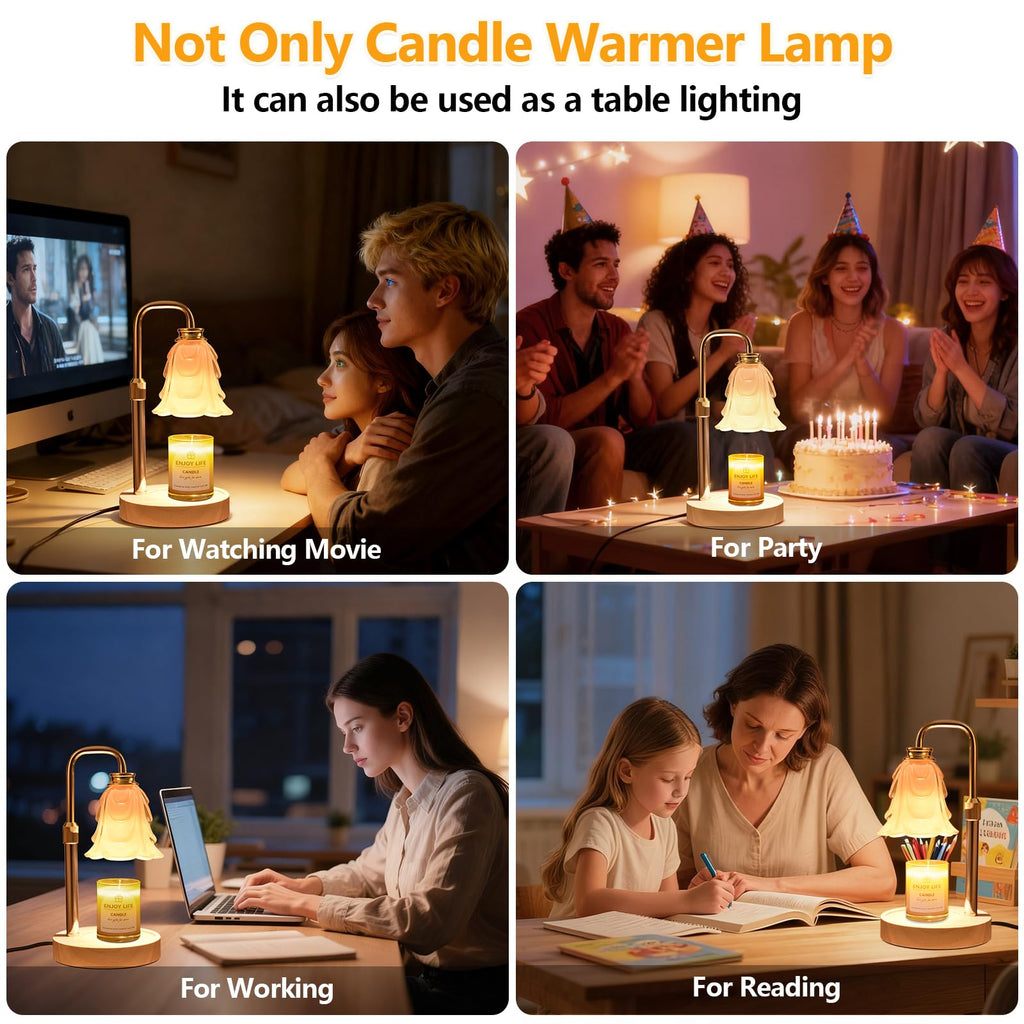 Adjustable Height Candle Warmer Lamp with Timer and Dimmer J9868