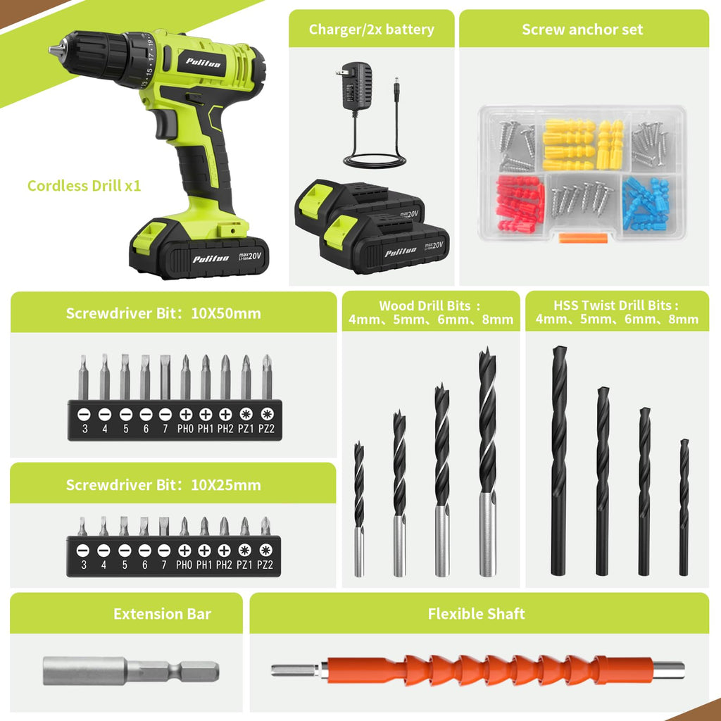 20V Cordless Drill Driver with 2 Batteries H91755