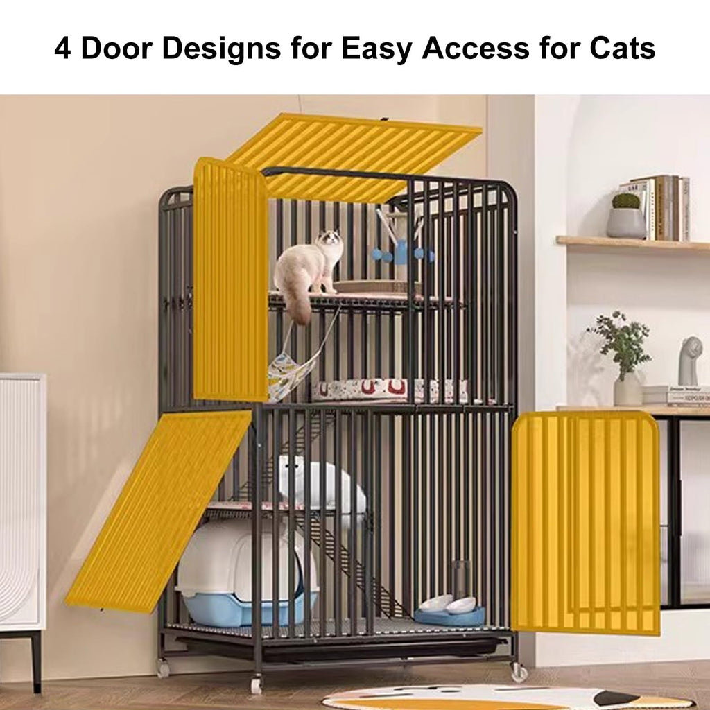 4 Tier Cat Cage with Litter Box and Wheel D3022
