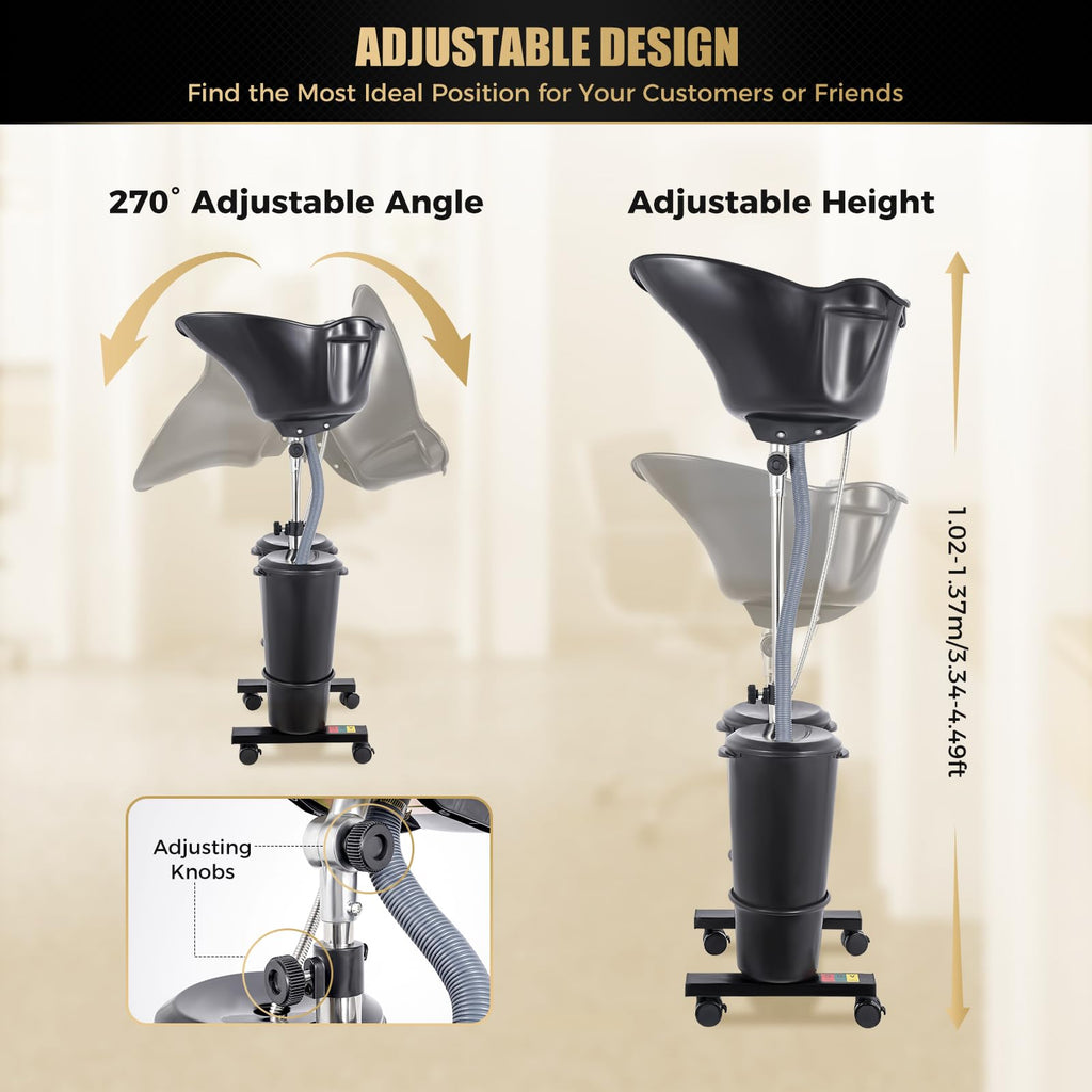 Electric Portable Height Adjustable Shampoo Bowl with Dual 10L Buckets P465051