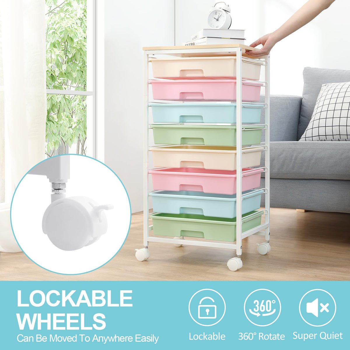 Rolling Cart with 8 Drawers D5587
