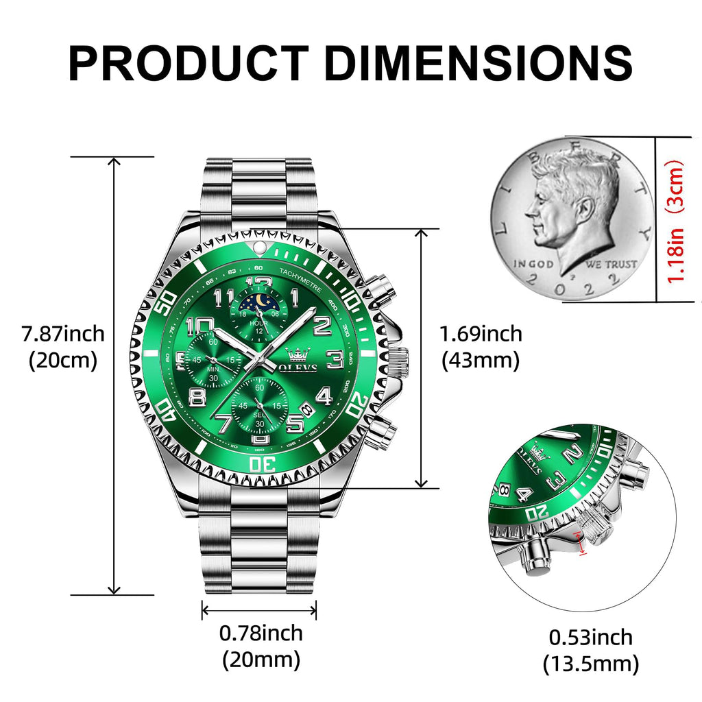 Men Luxury Chronograph Stainless Steel Waterproof Quartz Analog Watch X951