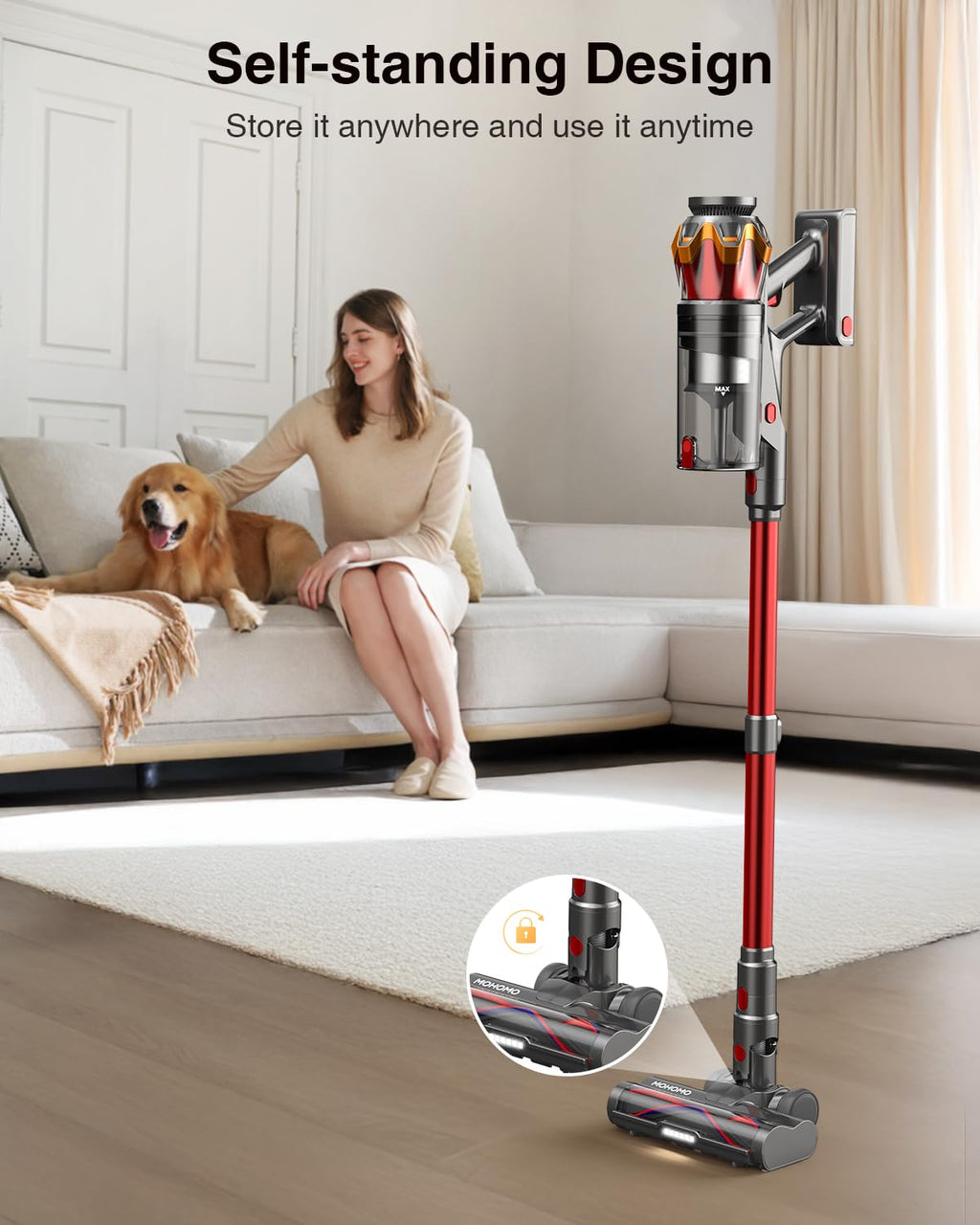 Cordless Stick Vacuum Cleaner 650W 55KPa Red Q839786