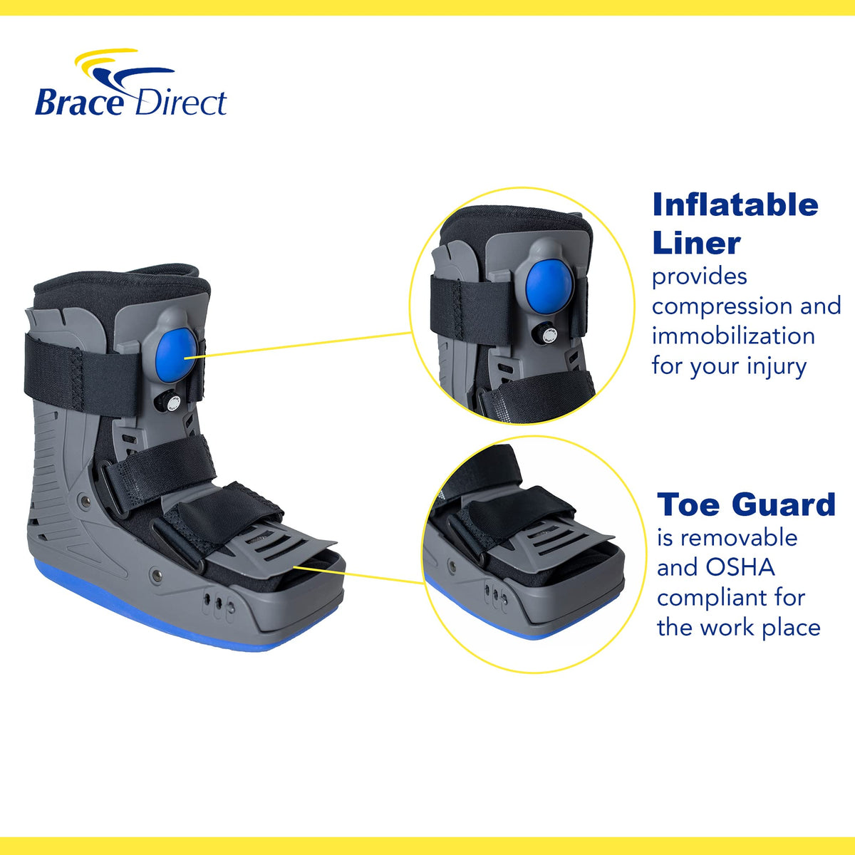 Lightweight Short Air Walking Boot with Toe Guard S937