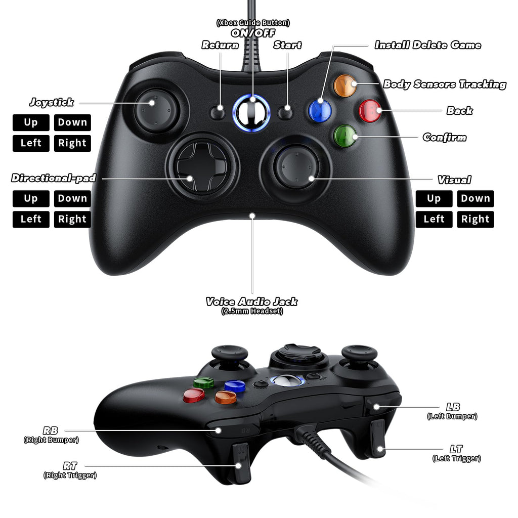 10ft Wired Controller with Upgraded Joystick, Double Shock, 2.5mm Audio Jack - 2 Pack P70292