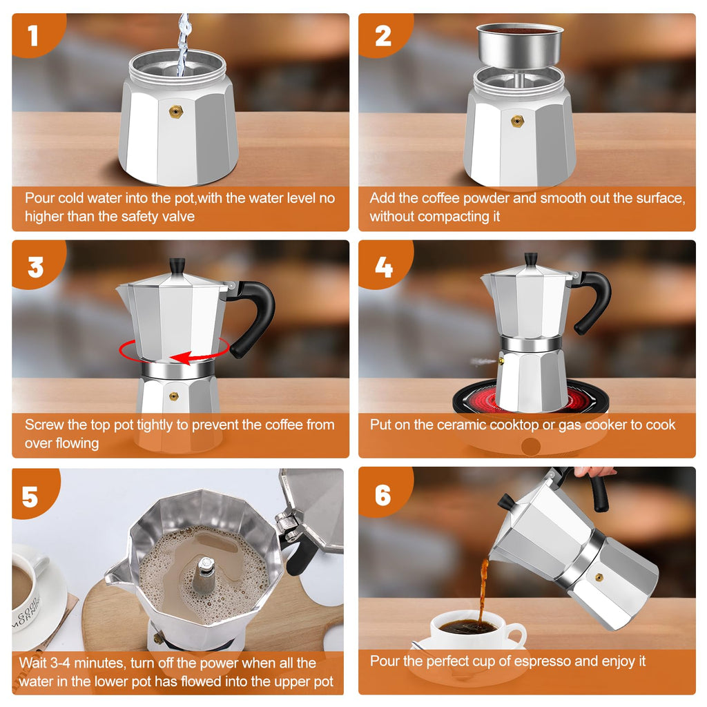 1-2 Cup Aluminum Stovetop Moka Pot Espresso Maker Z295