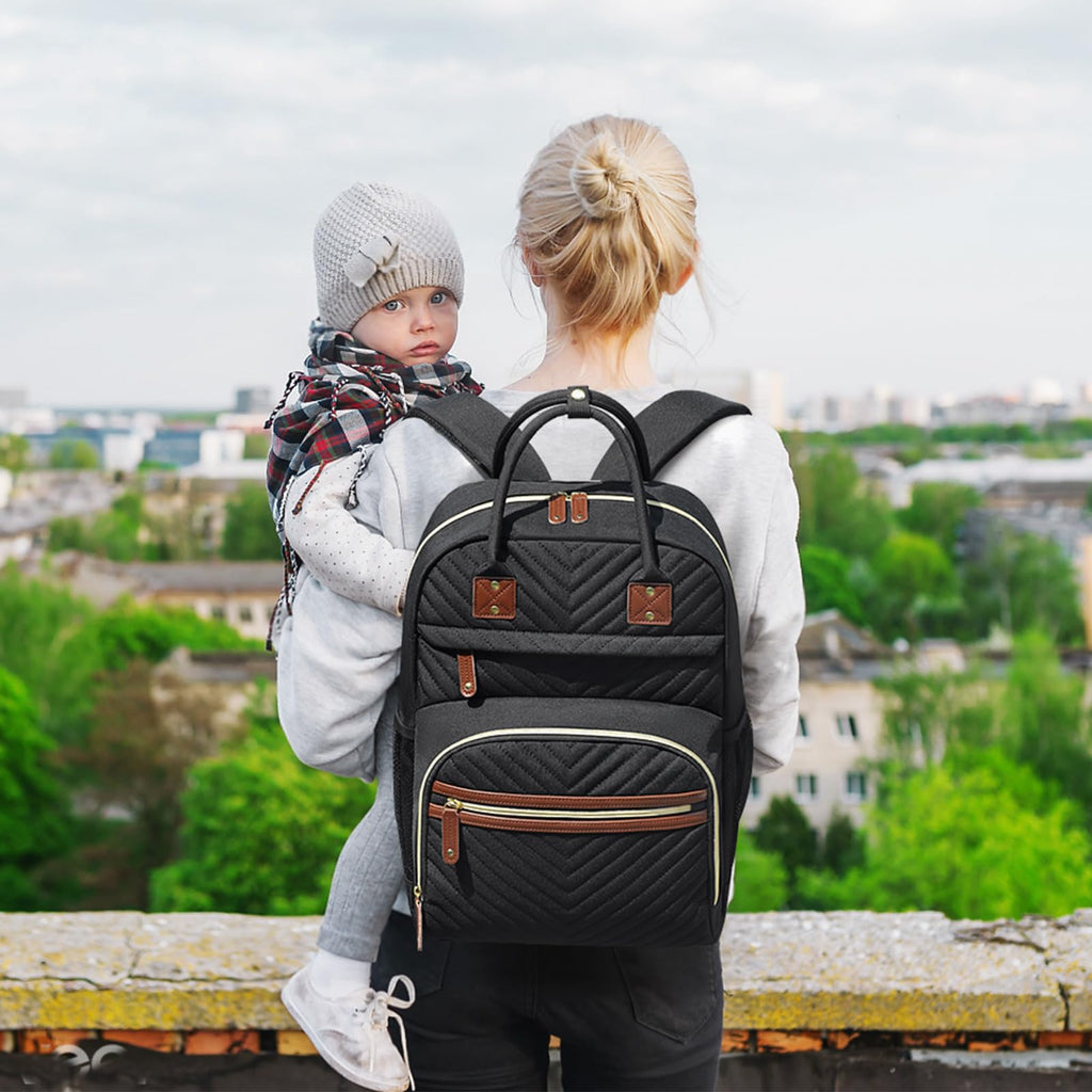 Diaper Bag Backpack with Insulated Pockets Black V8030