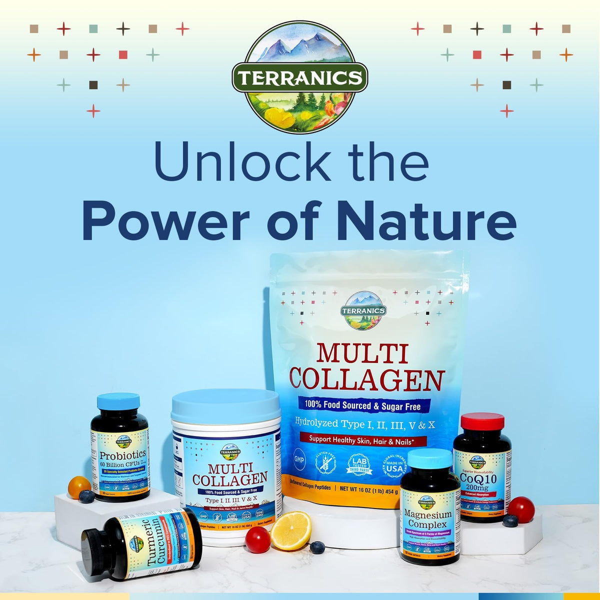 Multi Collagen Peptides Powder, 20g Per Serving, Hydrolyzed Type I II III V X, Unflavored V955314