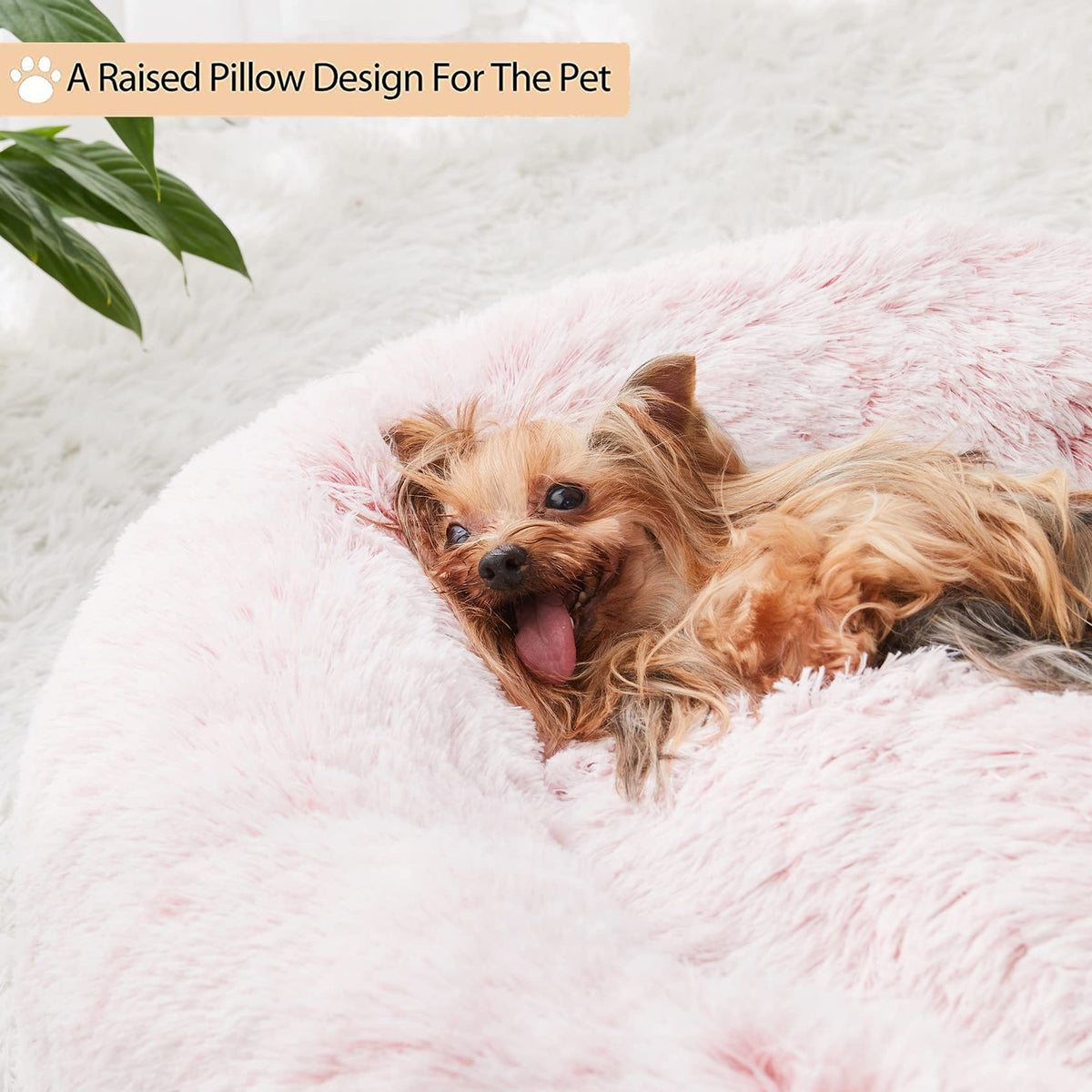 Pink Round Calming Dog Bed I960