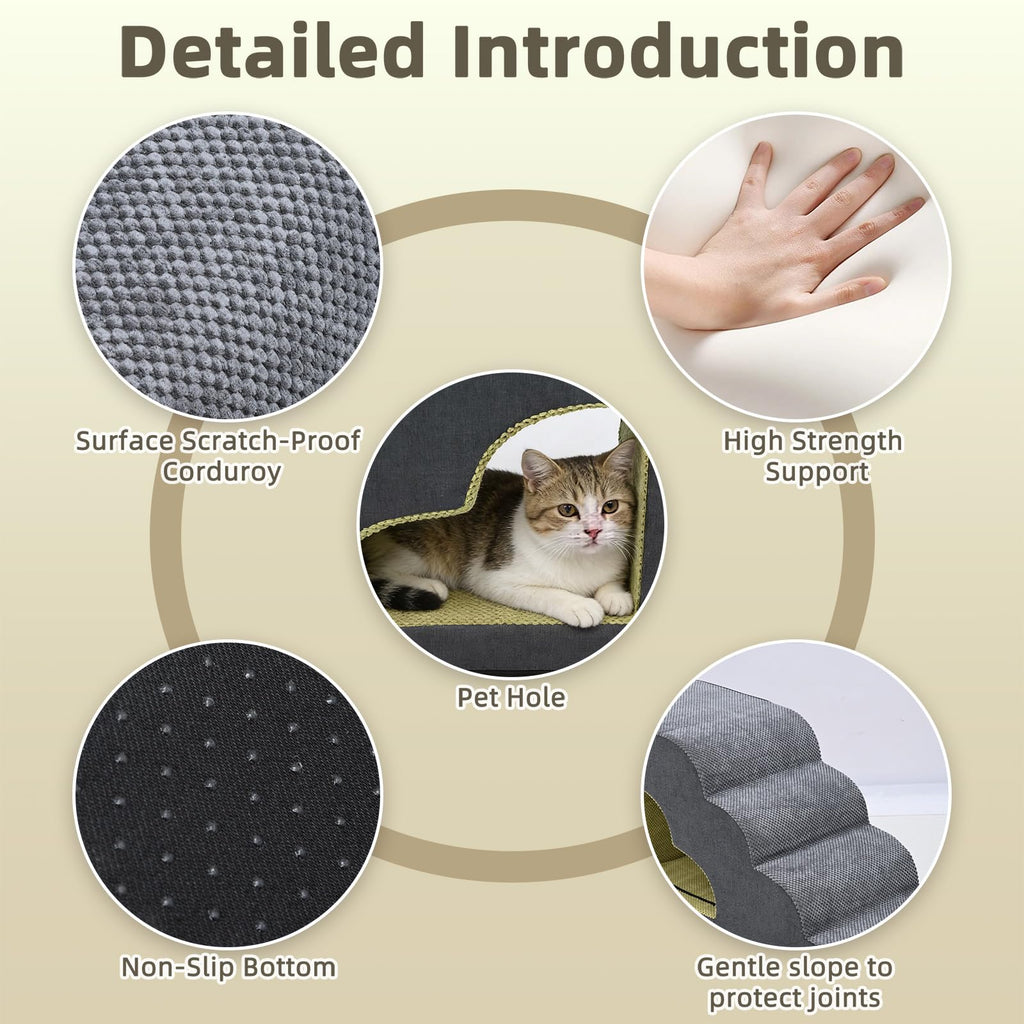 6 Step Non-Slip Grey Dog Stairs H3615