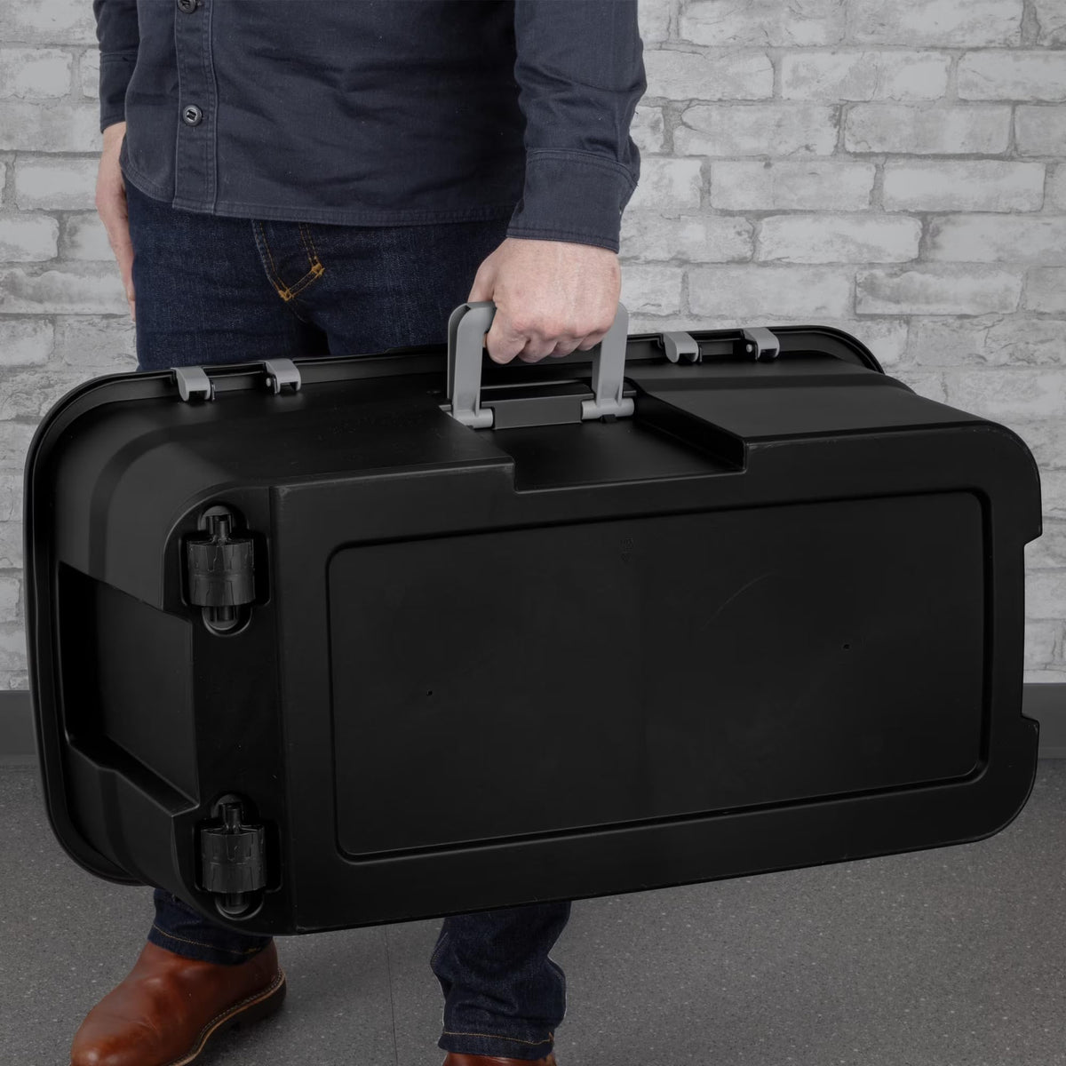 22 Gallon Black Wheeled Plastic Storage Trunk with Lids W196699