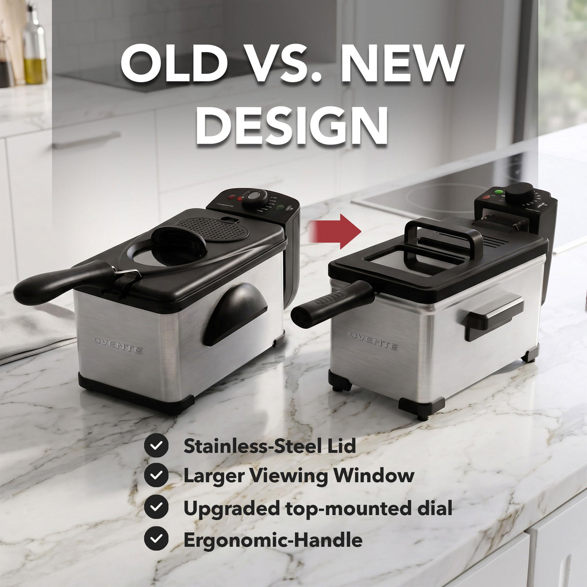 Electric Deep Fryer, 2L Capacity, 1500W, Silver H25532