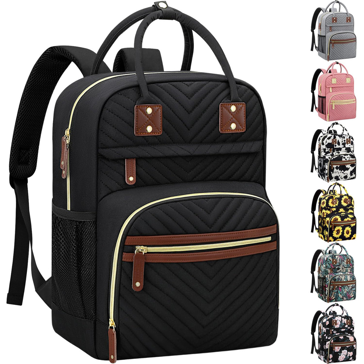 Diaper Bag Backpack with Insulated Pockets Black V8030