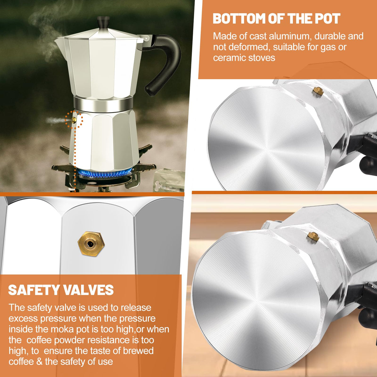 1-2 Cup Aluminum Stovetop Moka Pot Espresso Maker Z295