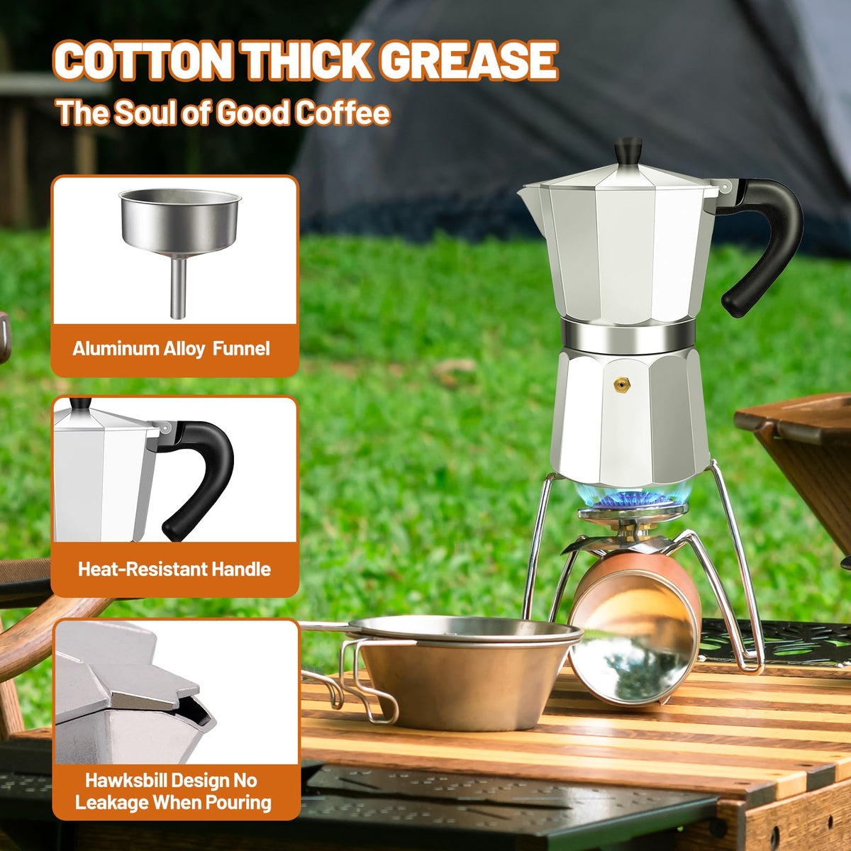1-2 Cup Aluminum Stovetop Moka Pot Espresso Maker Z295