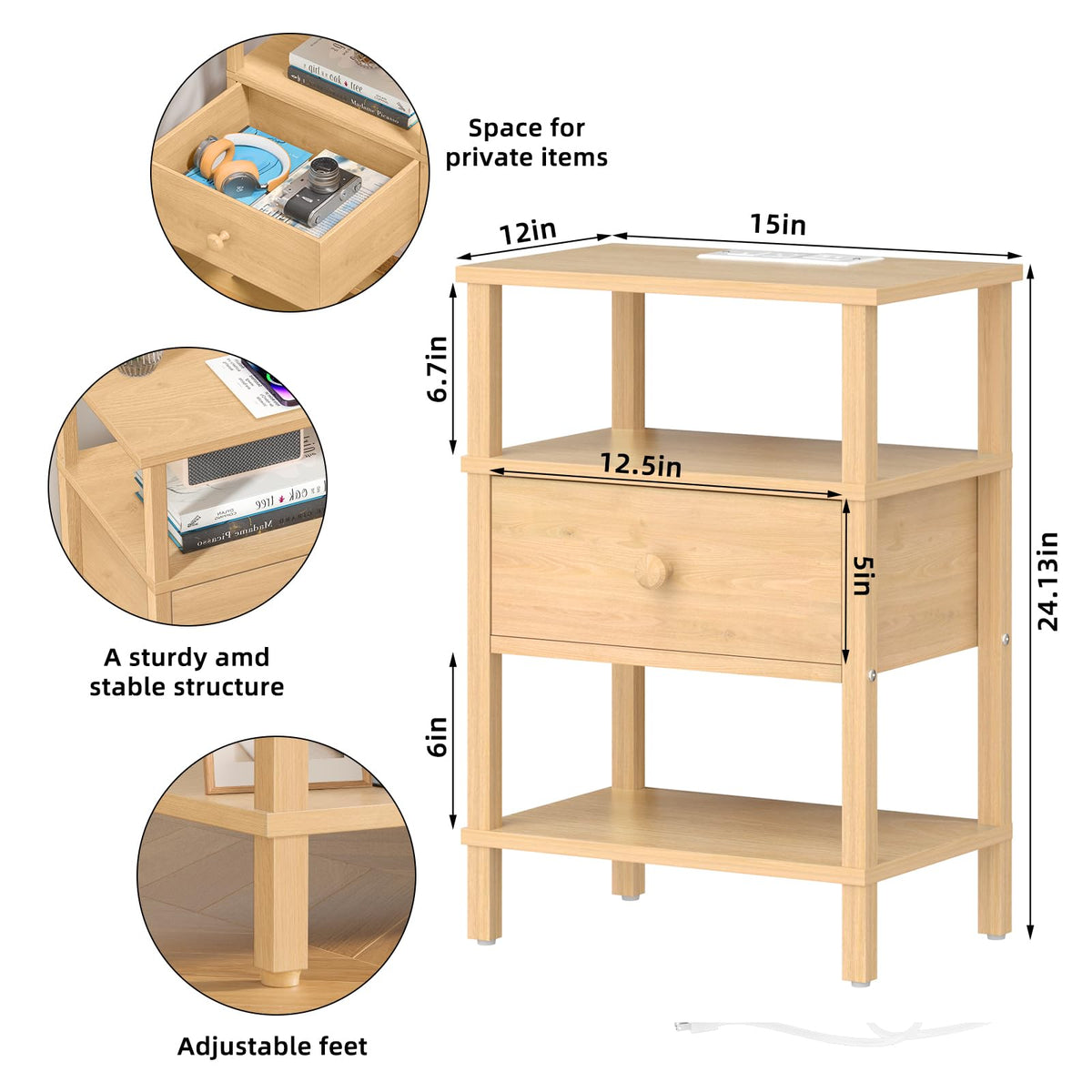 3 Tier Storage End Table Set 2 Q4340