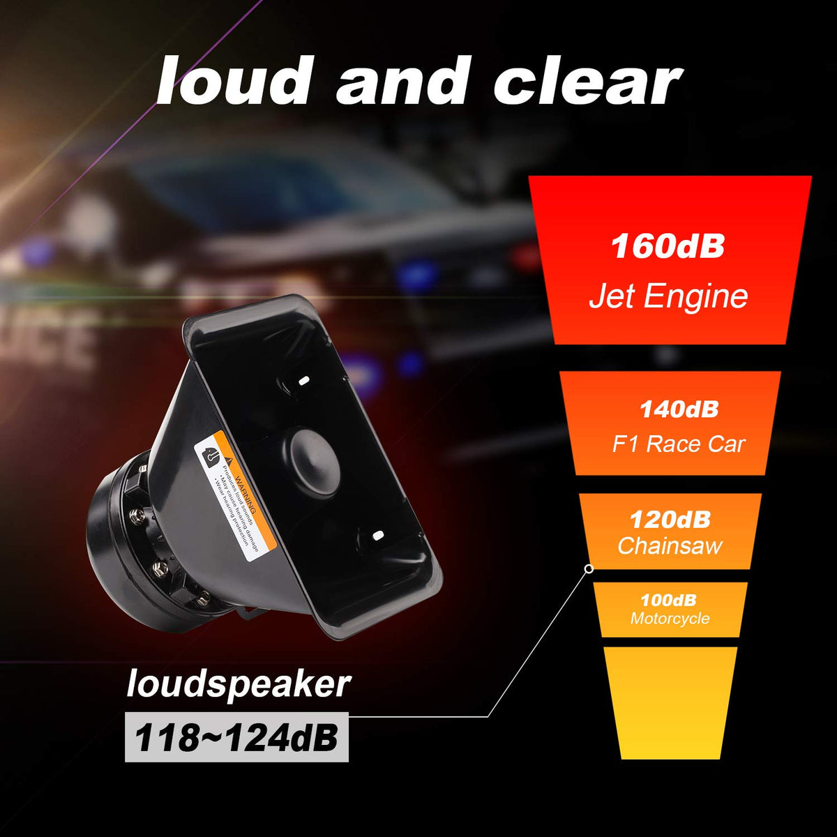 200W 9 Tones Amplifier Police Siren Speaker U511539