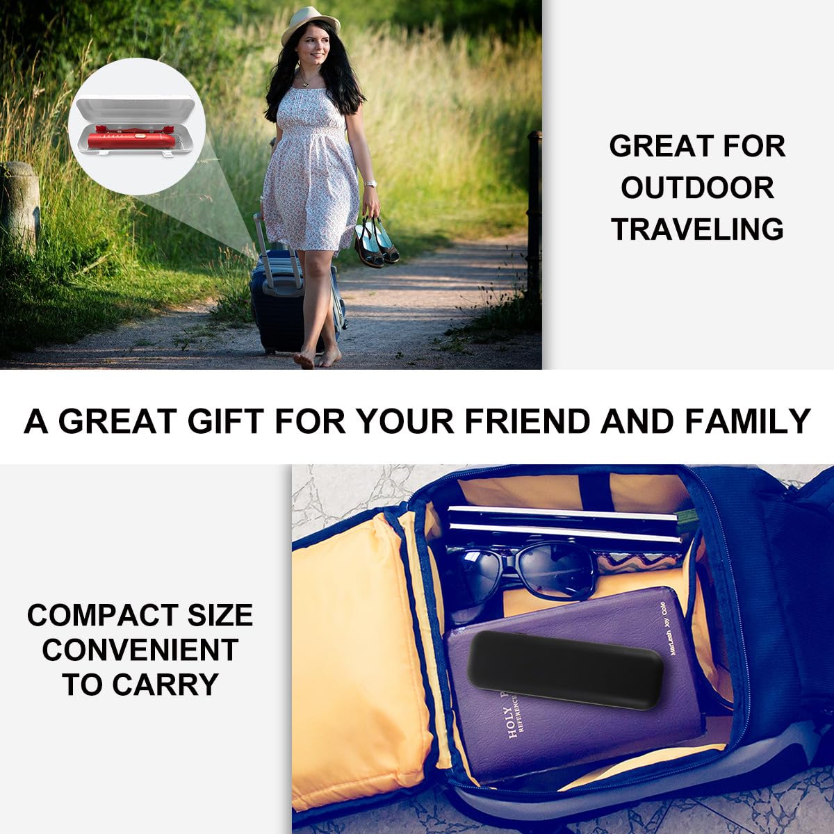 Electric Toothbrush Travel Case 2Pcs Set Black and White F823