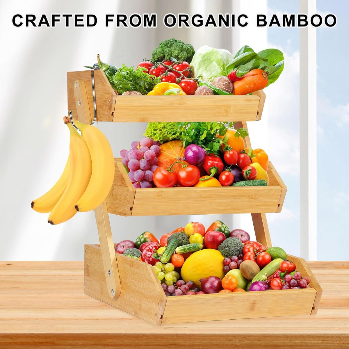 3 Tier Natural Bamboo Fruit Basket X2799