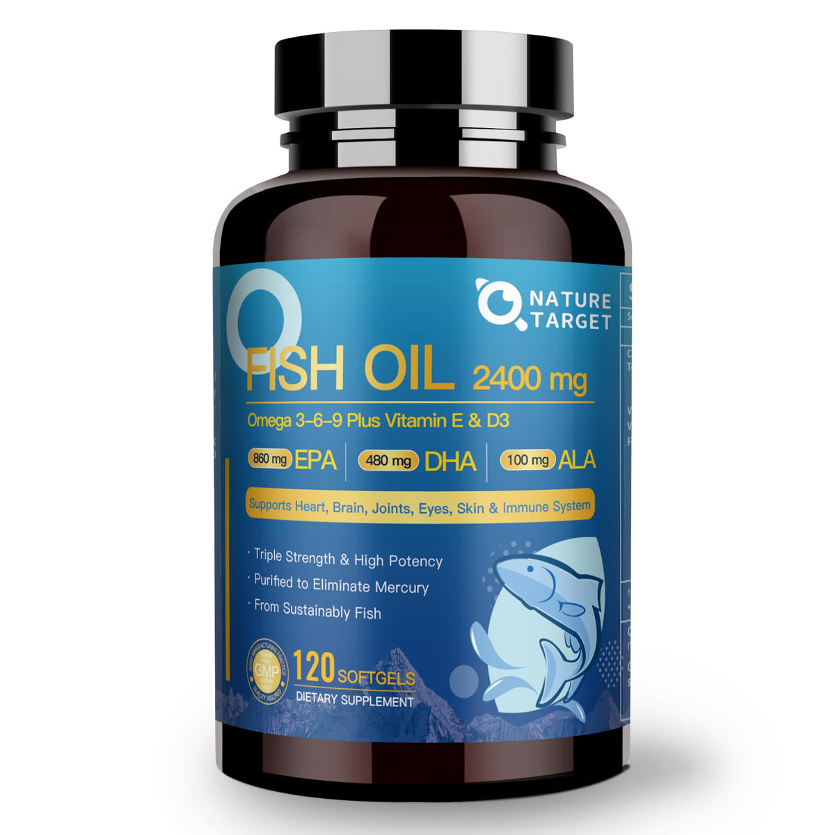 Omega 3 6 9 Fish Oil 2400mg 120 Softgels Q999