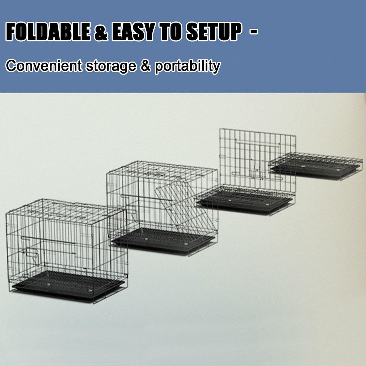 4-Tier Collapsible Metal Wire Cat Cage with Wheels White N873562