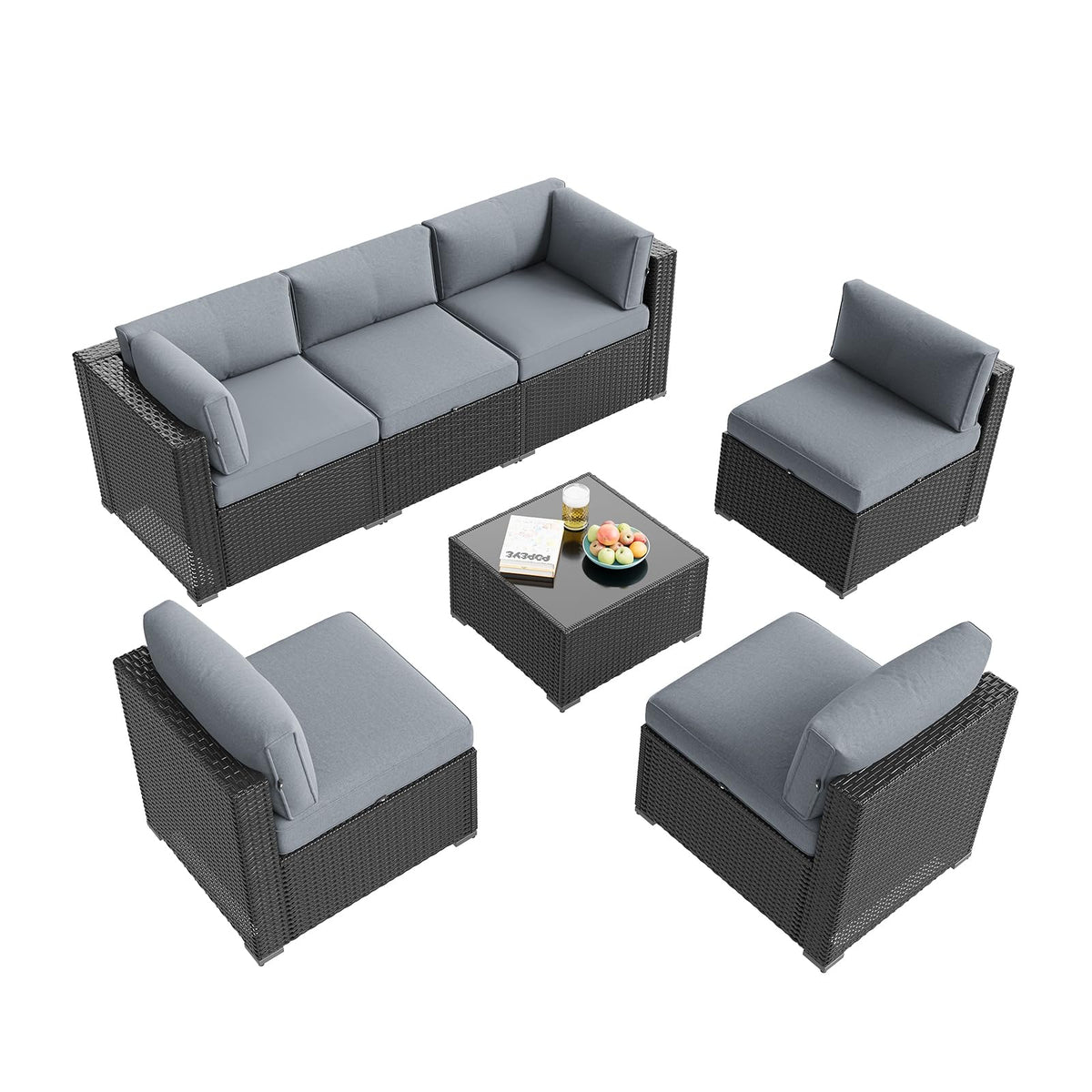 7 Piece Wicker Rattan Outdoor Sectional Sofa Set D234