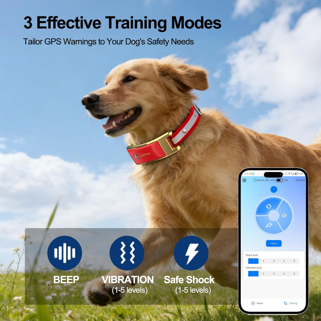 Red Wireless Electric GPS Dog Collar W1893