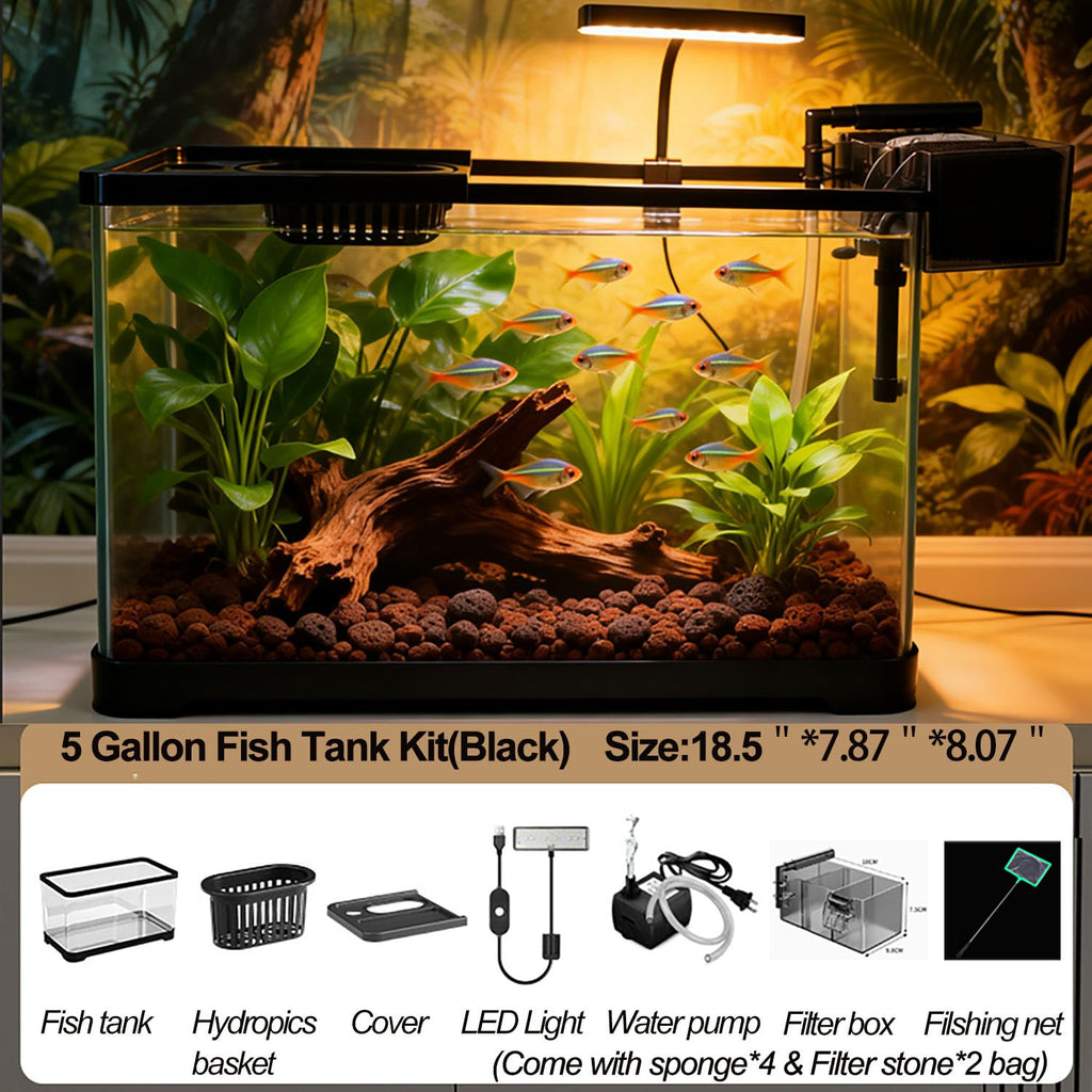 5 Gallon Plastic Fish Tank with Filter and Lid U872188