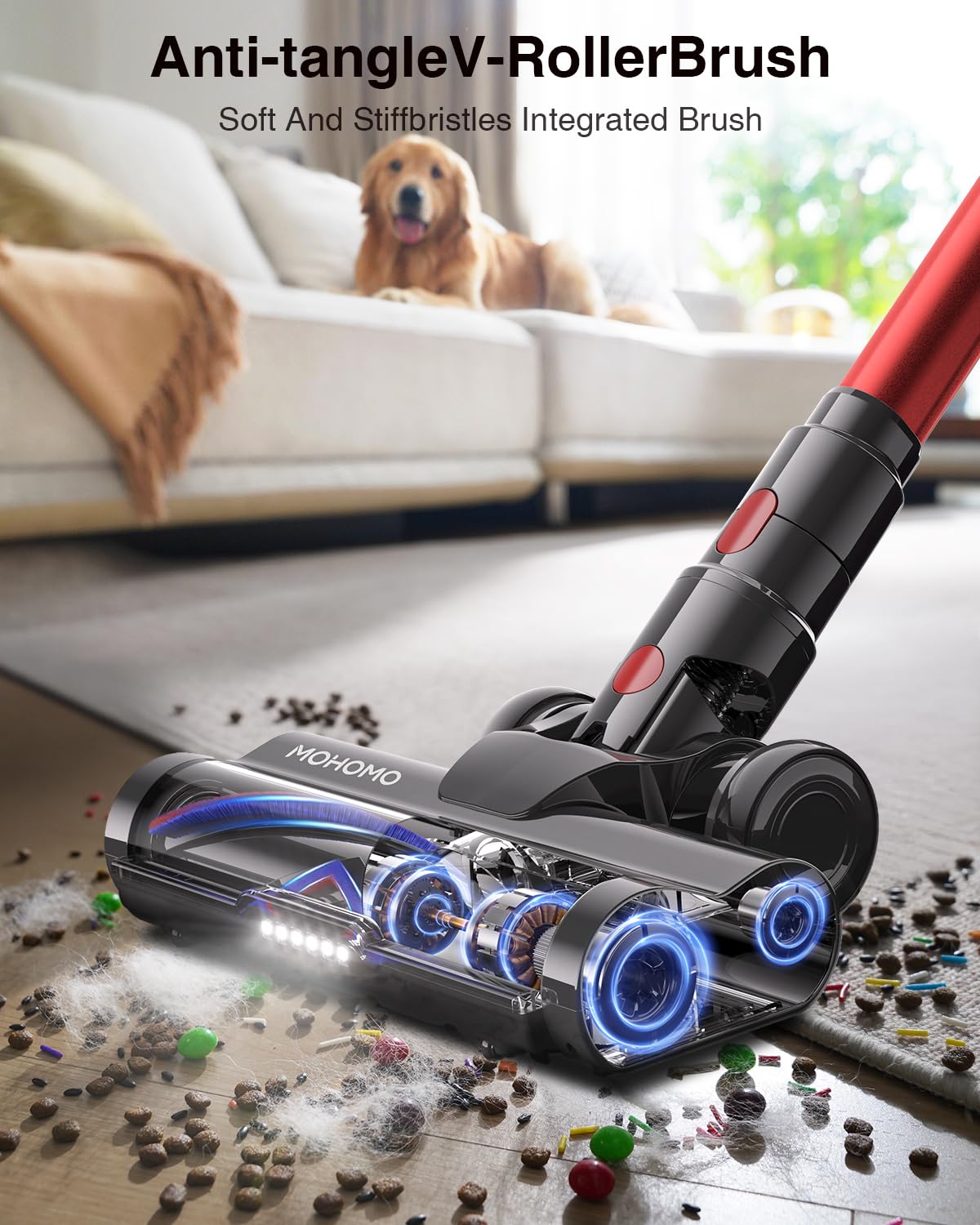 Cordless Stick Vacuum Cleaner 650W 55KPa Red Q839786
