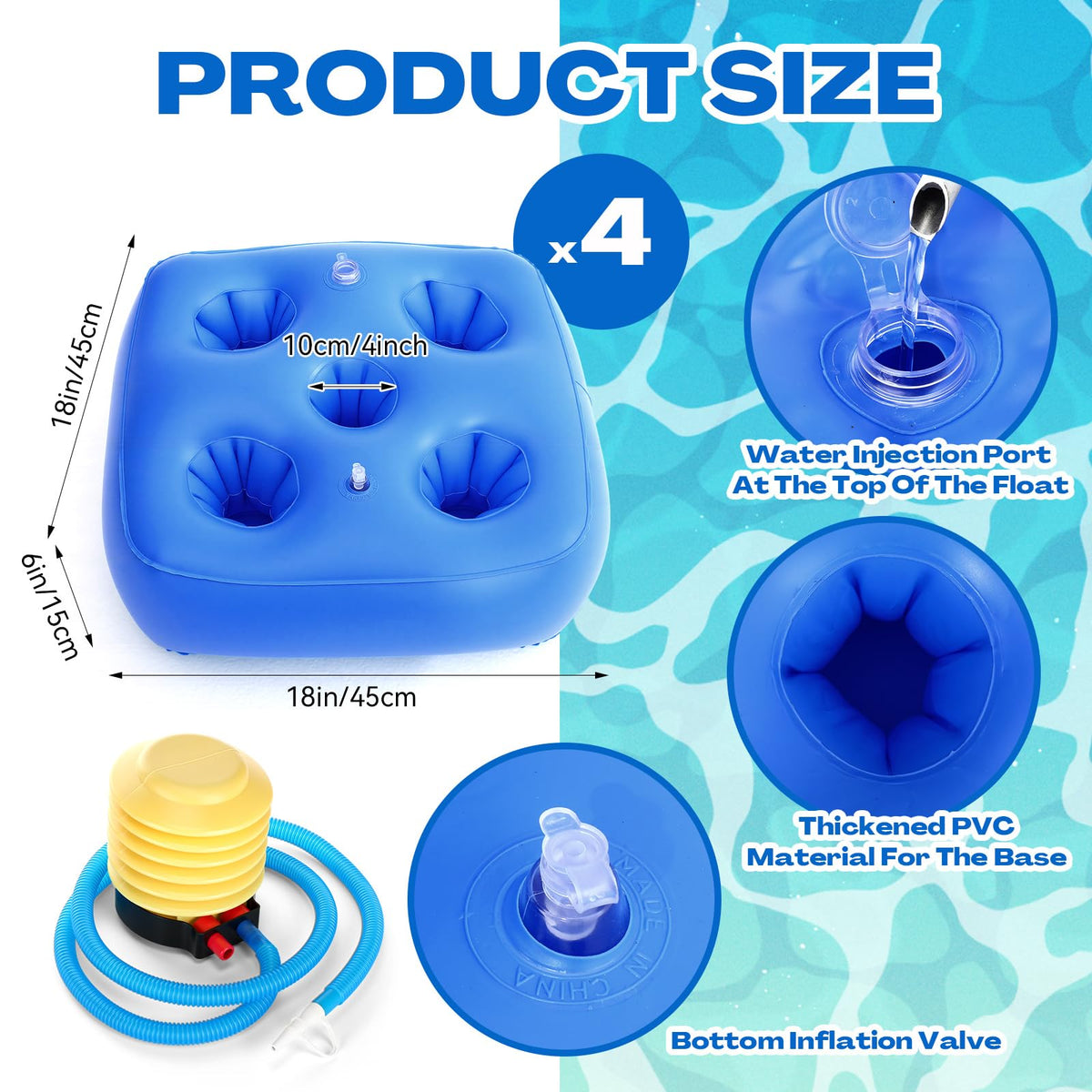 5 Pcs Water Canopy Float Kit with Cup Holders and Hand Air Pump F19750