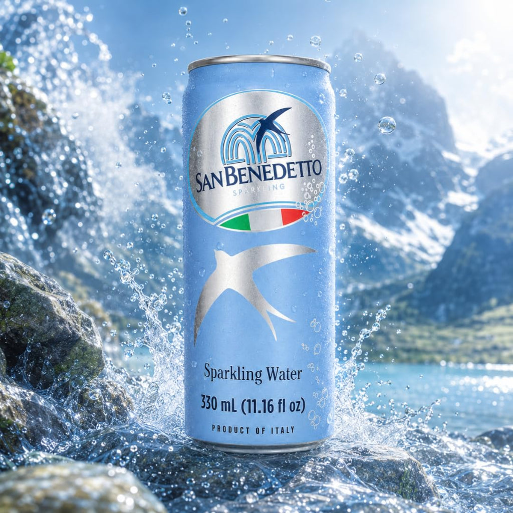 Imported Italian Sparkling Mineral Water 330mL Slim Cans Pack of 12 G970