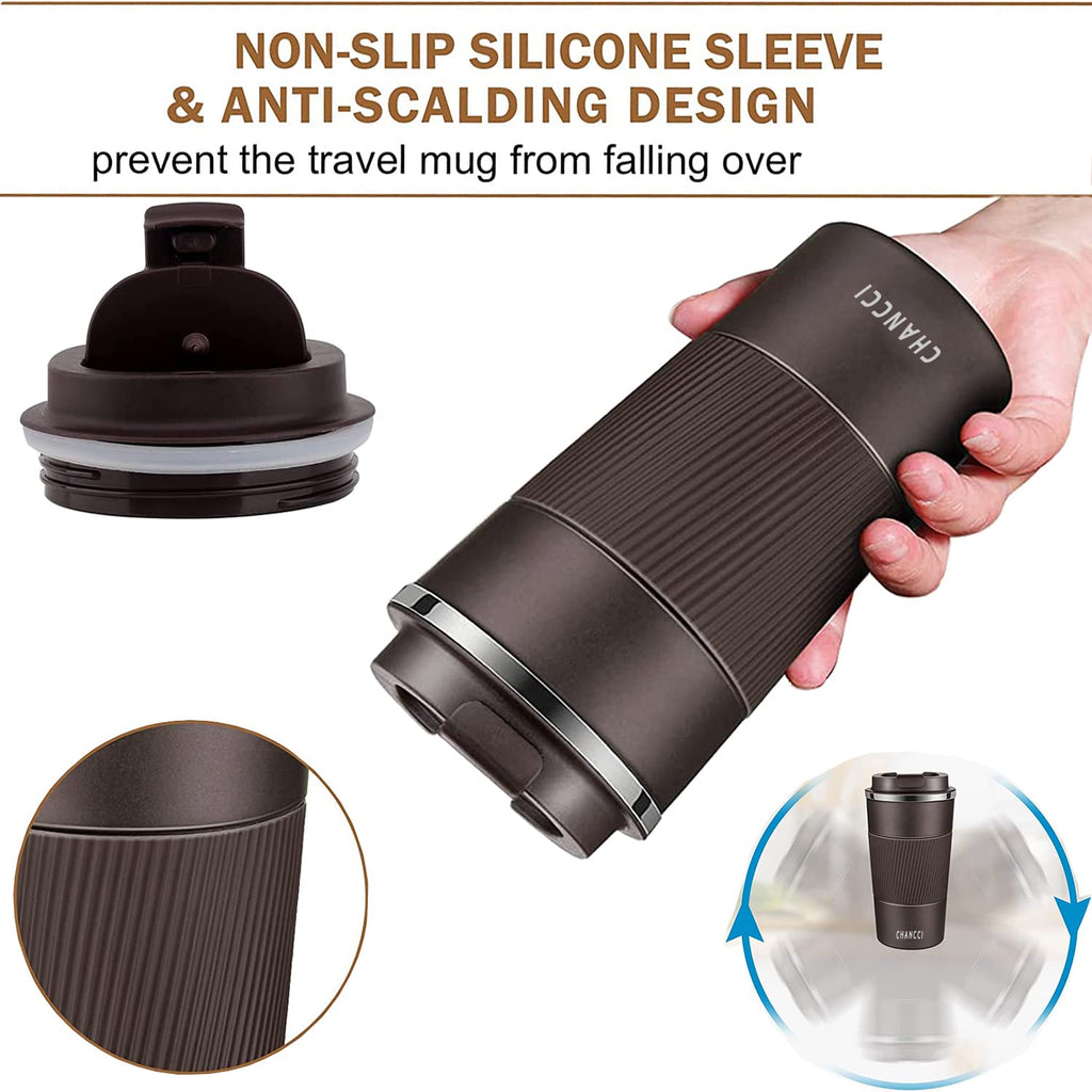 16 oz Insulated Stainless Steel Travel Coffee Mug with Screw Lid R8545