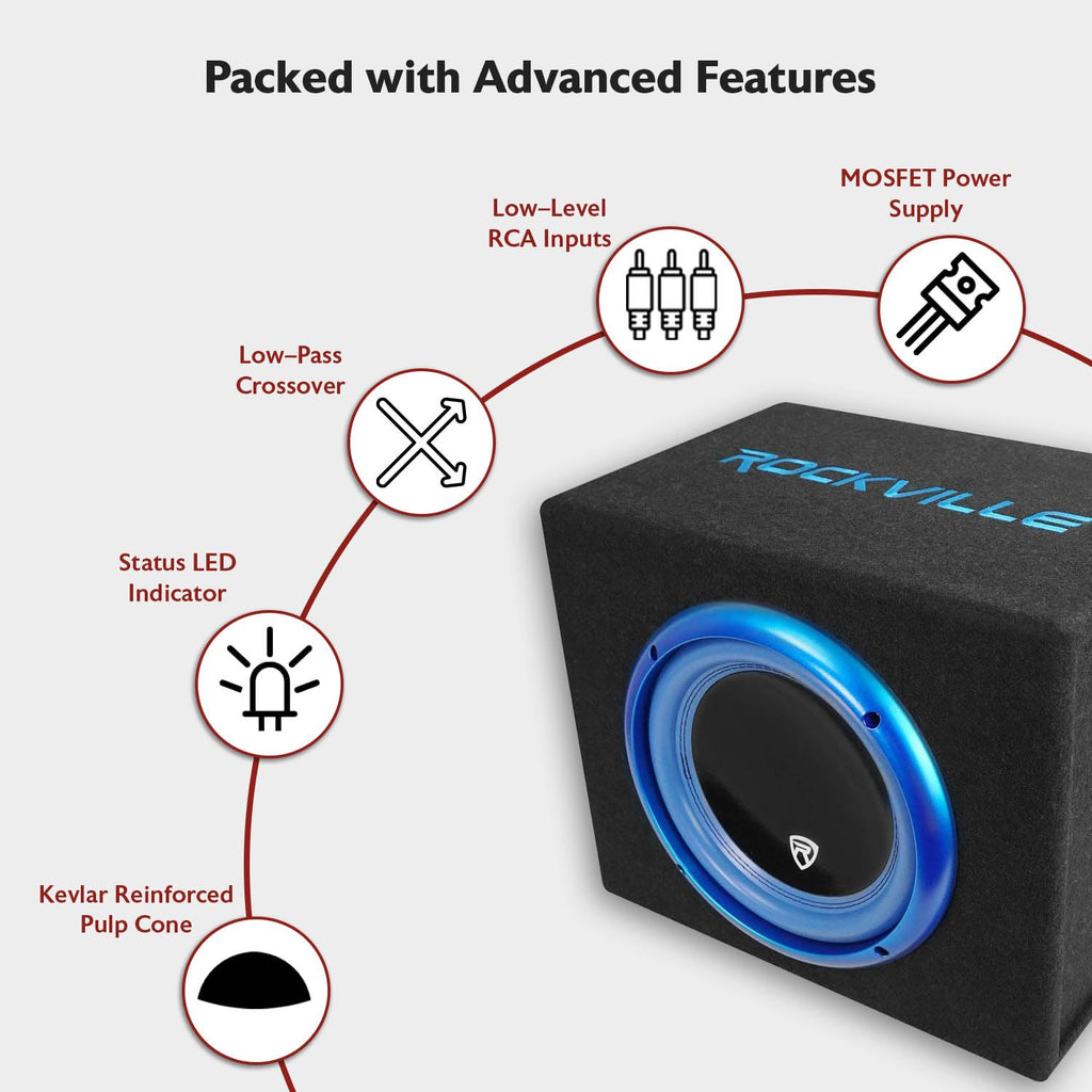 10" Active Powered Car Subwoofer with Enclosure T132053