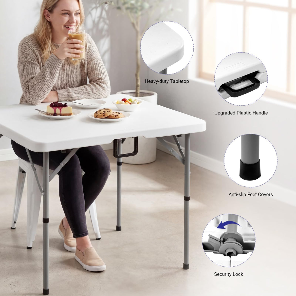 White Folding Card Table X295600