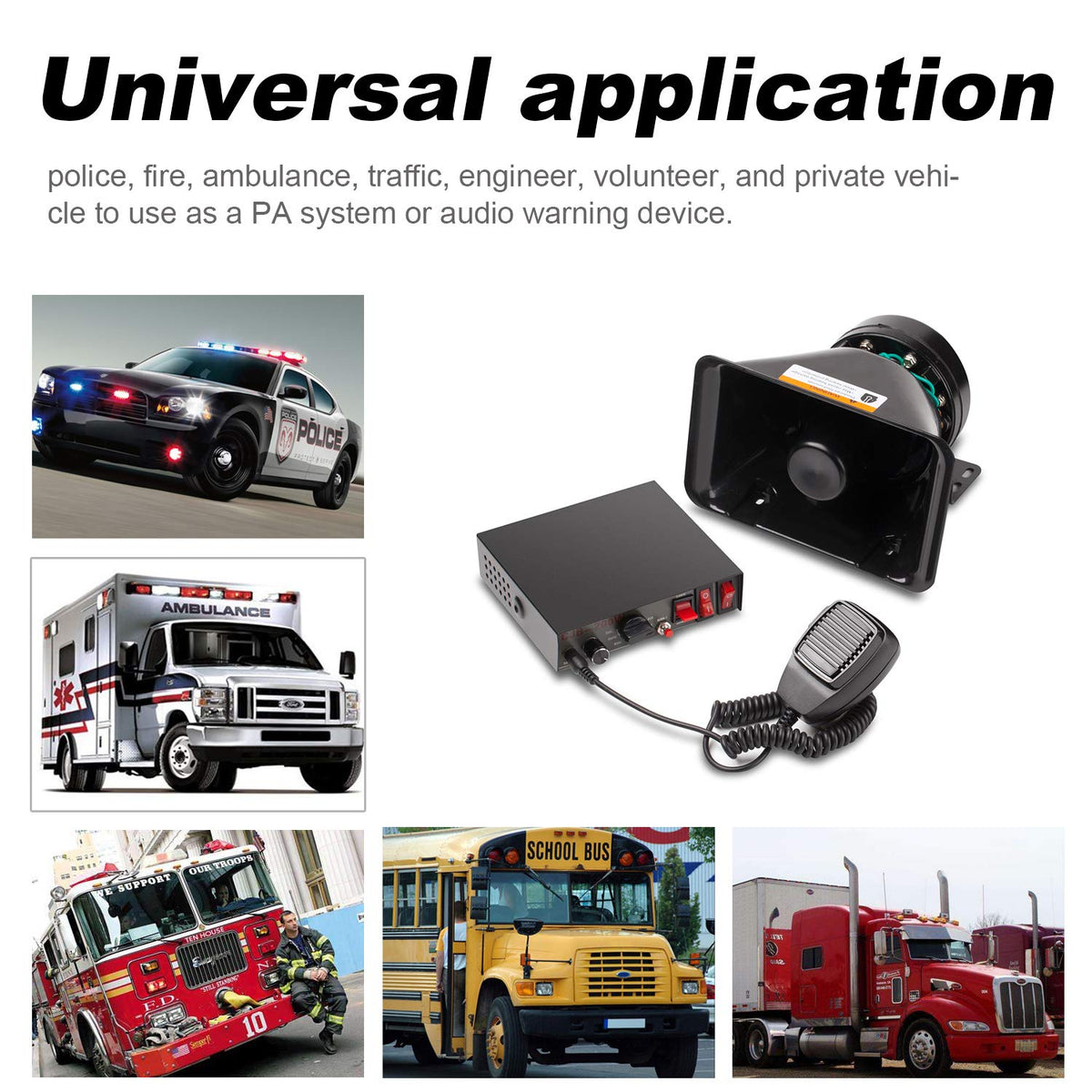 200W 9 Tones Amplifier Police Siren Speaker U511539