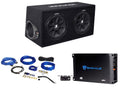 Dual 12" Subwoofers in Vented Sub Box Enclosure with Mono Car Amp and Amp Installation Kit X4468