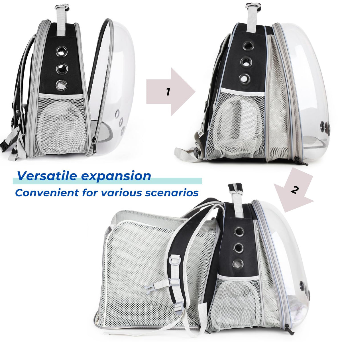 Expandable Cat Backpack with Mini Fan T275621