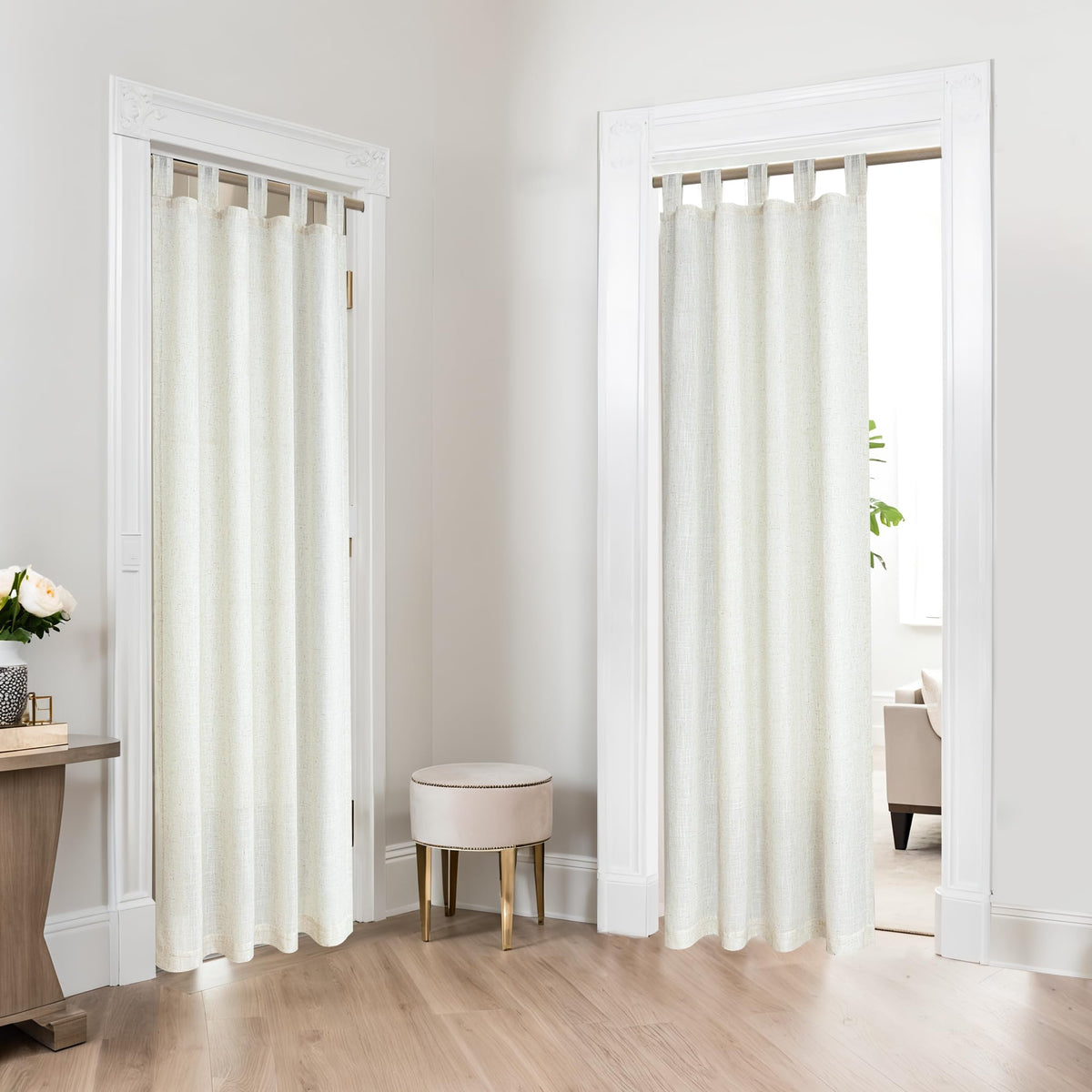 78 Inch Sheer Linen Curtains, 52" W x 78" L 2 Panels Set, Cream T626983