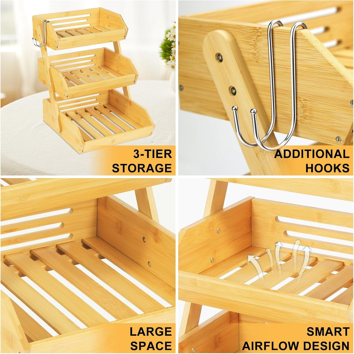 3 Tier Natural Bamboo Fruit Basket X2799